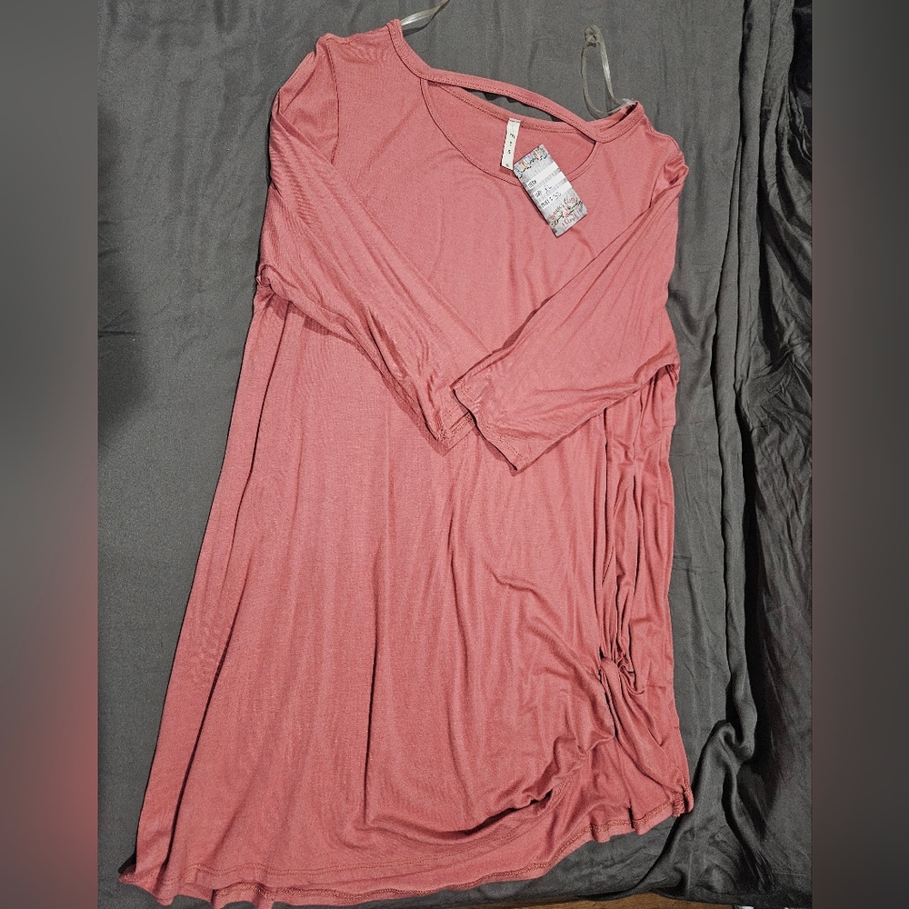 MTS Dusty Rose Tunic Top With Knot